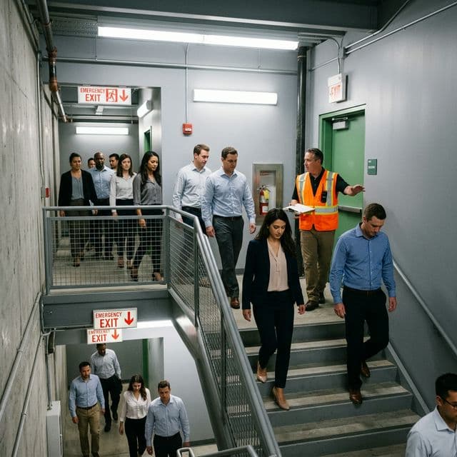 Deprem tatbikatı — bina tahliye uygulaması