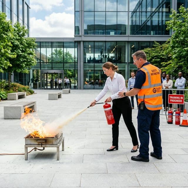Karşıyaka işletmeleri için uygulamalı yangın söndürme tüpü kullanımı eğitimi