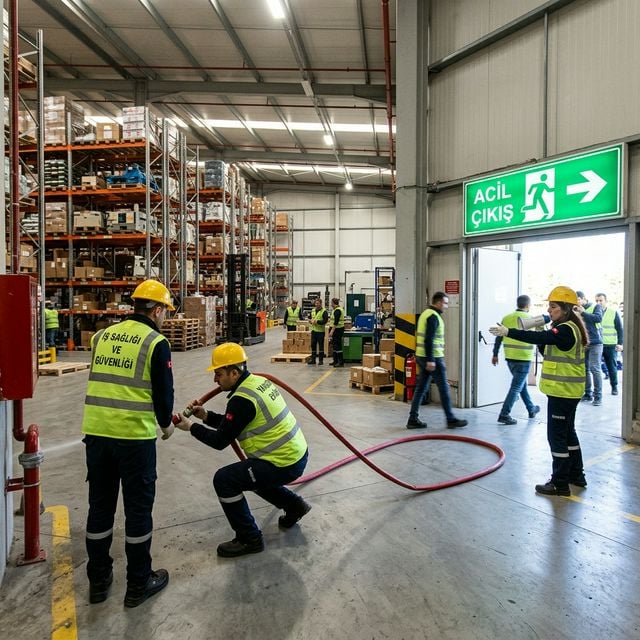 Dikili jeotermal seralar tarım tesisleri personel yangın tüpü söndürme pratiği