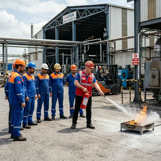 Gaziemir Sarnıç sanayi bölgesi fabrikalarında yangın tatbikatı uygulaması