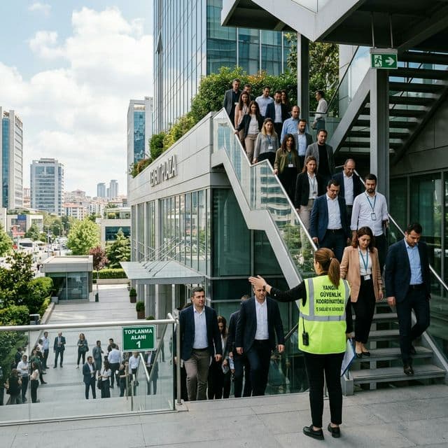 İşletmede yangın tatbikatı ve tahliye tatbikatı